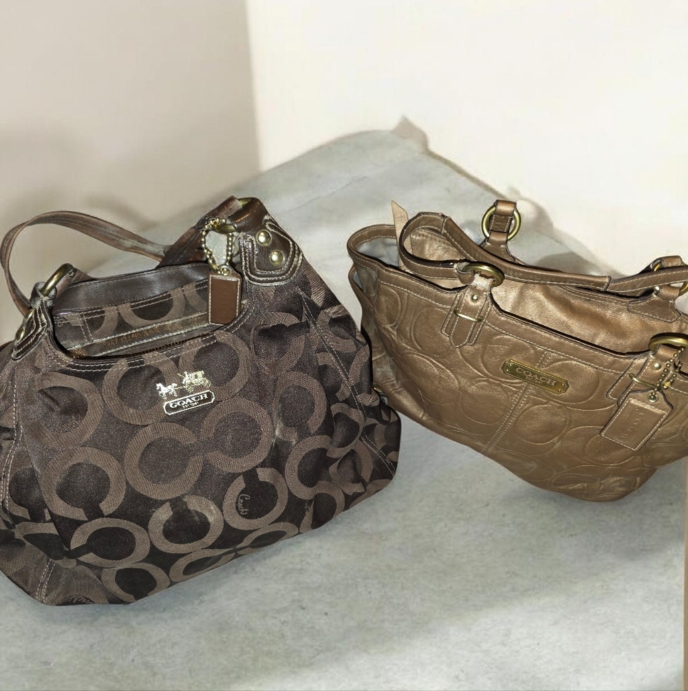 2Coach Brown and Tan Signature Bags